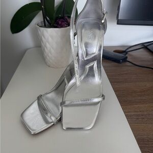 Zara Metallic Silver Heels